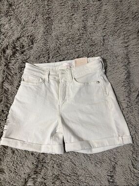 LC Lauren Conrad White Denim Roll-Cuff Shorts